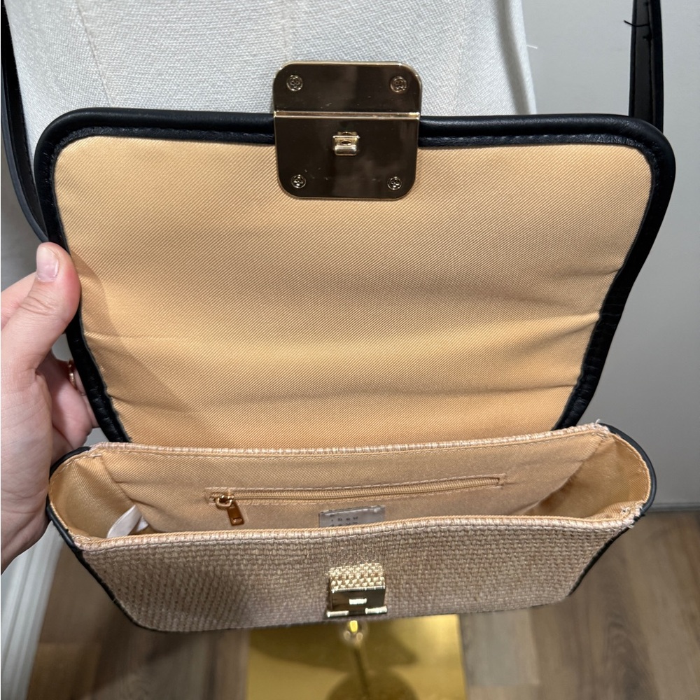 Black and Rattan Crossbody Bag - Picture 2 of 2